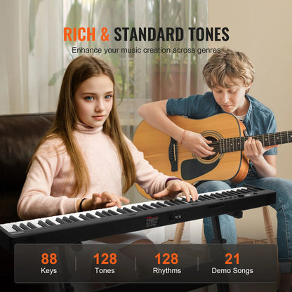 VEVOR 88‑Key Foldable Digital Piano – Bluetooth & MIDI Portable Rechargeable Keyboard for Beginners