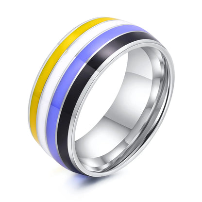 Pride Parade Lesbian Gay LGBT Pride Ring, Bisexual Non-binary Pride Multicolor Rainbow Ring, Love Promise Wedding Jewelry