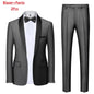 Men's Solid Color Suit Jacket Blazer Waistcoat Vest Pants Set M-6XL