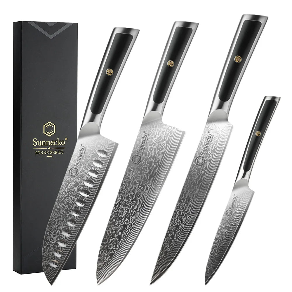 Sunnecko Damascus Chef Knife Set – 1–7 PCS High Carbon VG10 Steel Ultra‑Sharp Kitchen Knives