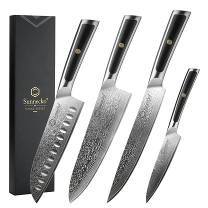Sunnecko Damascus Chef Knife Set – 1–7 PCS High Carbon VG10 Steel Ultra‑Sharp Kitchen Knives