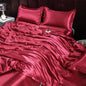 Luxury Ice Silk Bedding Set Satin Silky Duvet Cover Set With Pillowcase High-end Home Textiles Solid Color Bed Cover Sets