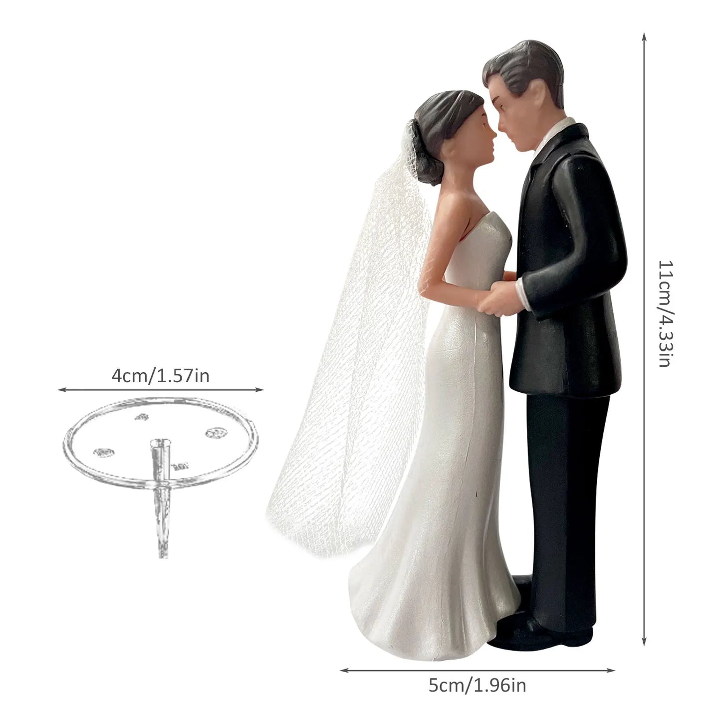 Elegant Bride & Groom Wedding Cake Topper with White Mesh Veil – Perfect for Engagements, Bridal Showers & Anniversaries