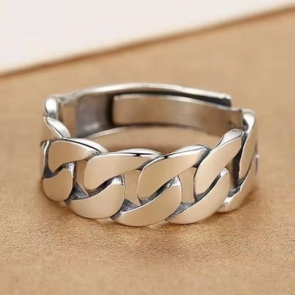 925 Sterling Silver Rings For Women Men Fine Jewelry Finger Adjustable Open Vintage Chain Ring