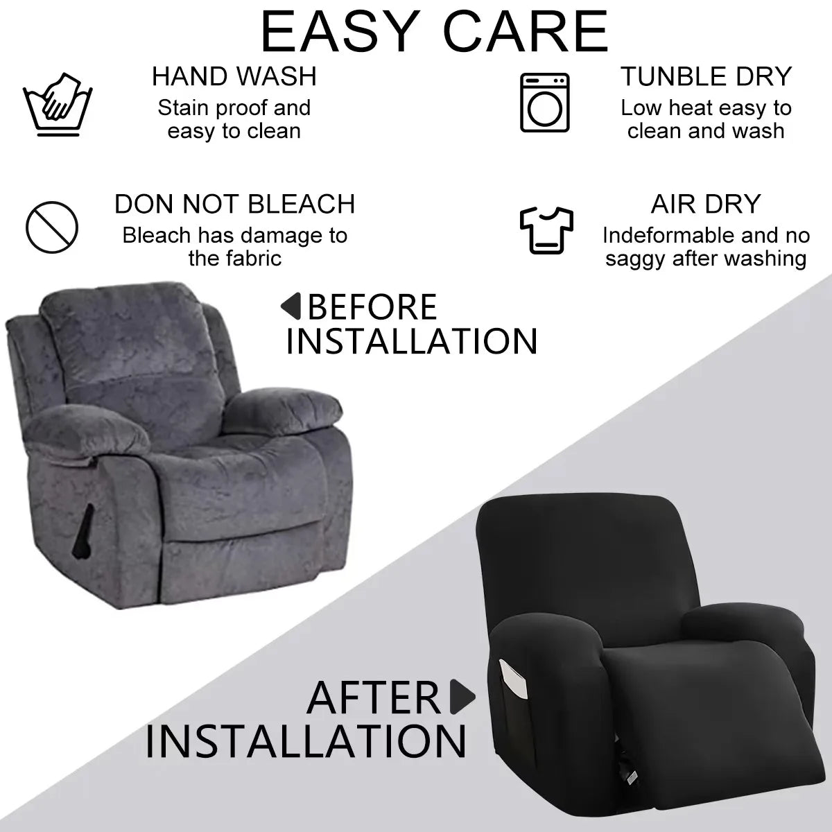 Recliner & Sofa Slipcovers – Non‑Slip Furniture Protector for Living Room