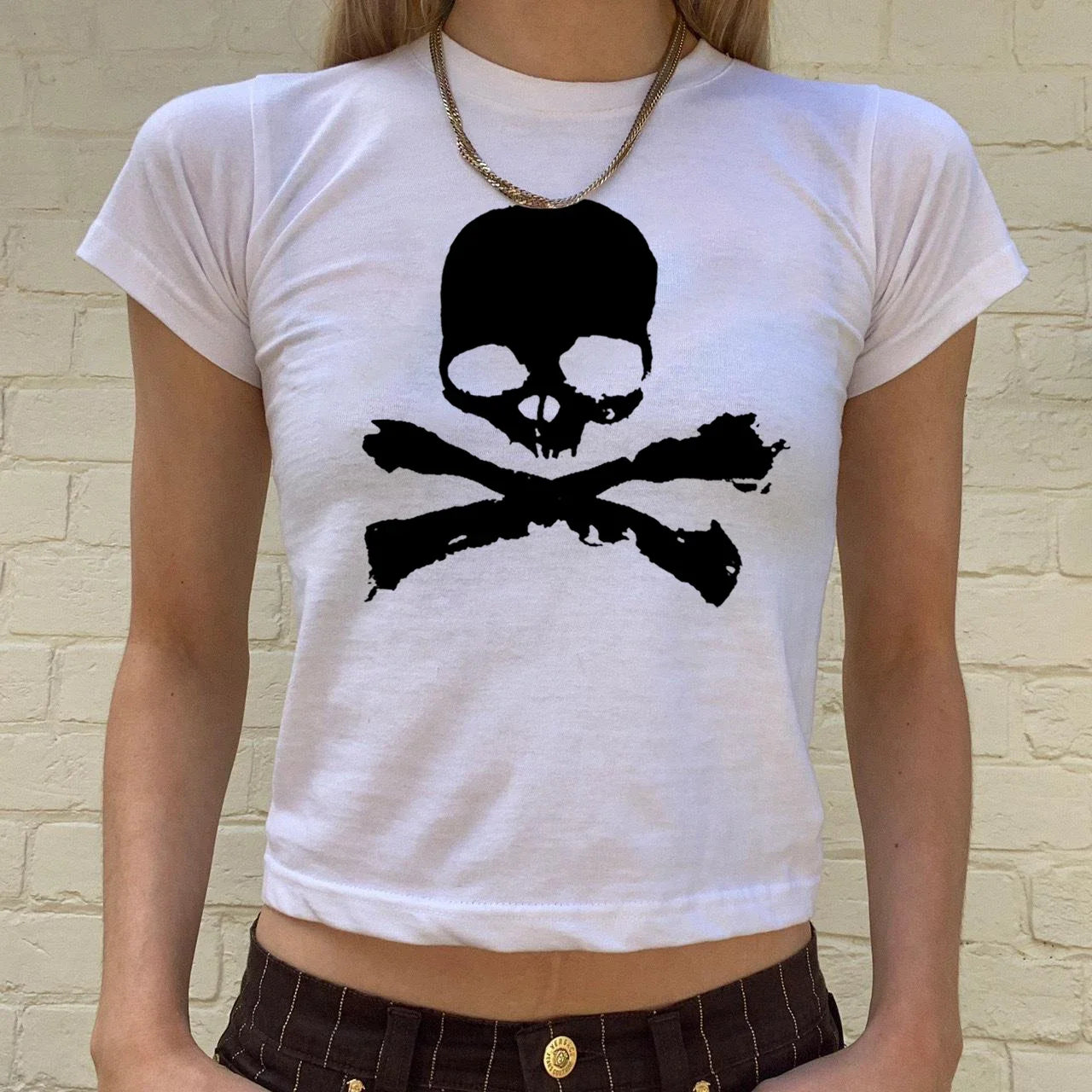 Vintage Grunge Graphic Print Gothic Skull Punk Streetwear Women's T Shirt