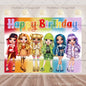 Cartoon Rainbow Doll High School Theme Background Birthday Party Decoration Supplies Disposable Cup Cutlery Balloon Baby Gift