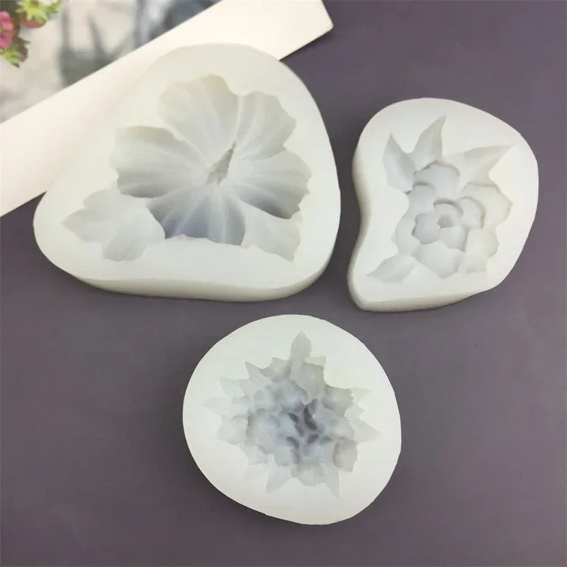 3D Flower Shape Fondant Mold Aromatherapy Candle Silicone Mold Cake Chocolate Decoration Baking Tool Craft Gifts Making Mould