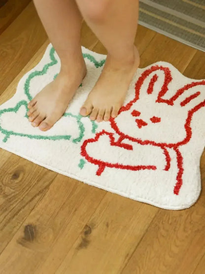 Soft Cartoon Imitation‑Cashmere Floor Mat for Bedroom, Bathroom & Home Décor