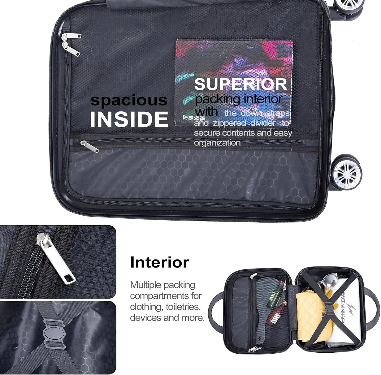 Luggage Sets 2 Piece Suitcase Set ABS Hardside Luggage with Spinner Wheels,Carry On Luggage with TSA Lock(14/20)