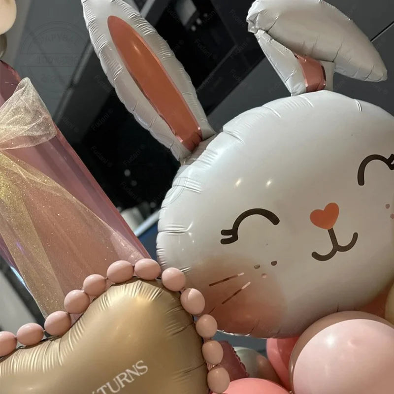 43pcs Rabbit Balloon Set With 32inch 1-9 Pink Number Balloon for Easter Themed Birthday Party Decoration Kids Toys Helium Globos