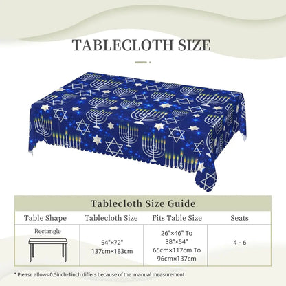 “Hanukkah Menorah Tablecloth – Waterproof Rectangular Dining Room Holiday Décor