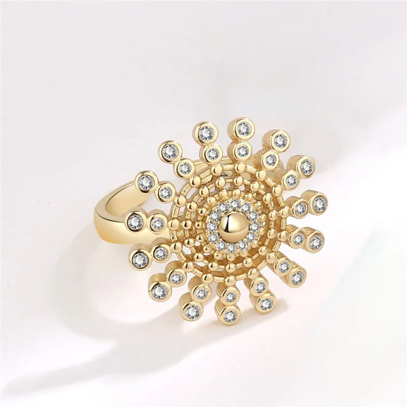 Fashion Beads Anxiety Fidget Spinner Rings Korea Crystal Butterfly Flower Star Moon Ring Anti Stress Jewelry Gift