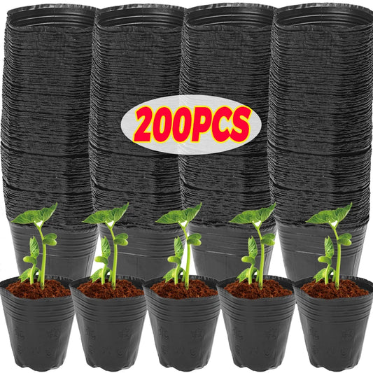 50/200pcs Black Seedling Nursery Pots Seed Starting Grow Cup Flower Plant Container Garden Vegetable Box Home Gardening Tools