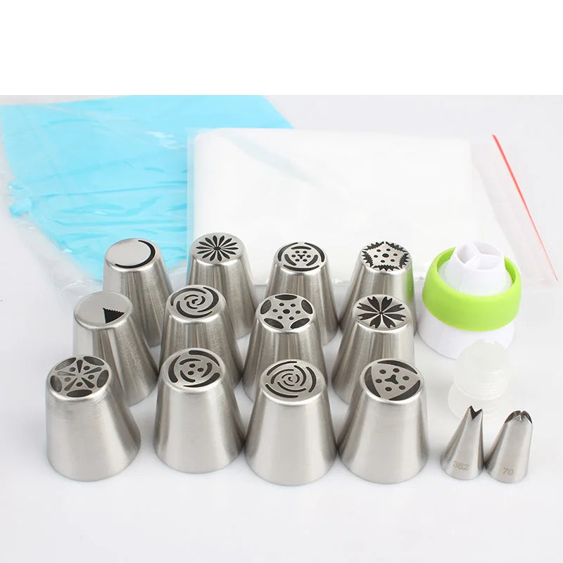 18Set Russian Tulip Icing Piping Nozzles Stainless Steel Flower Cream Pastry Tips Nozzles Bag Cupcake Cake Decorating Tools