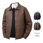 Men’s Slim Fit Leather‑Look Jacket – Spring Lapel Casual Windbreaker