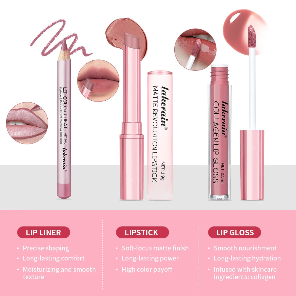 Matte Black Lipstick Set – Waterproof Velvet Liquid Lip Gloss & Lip Liner