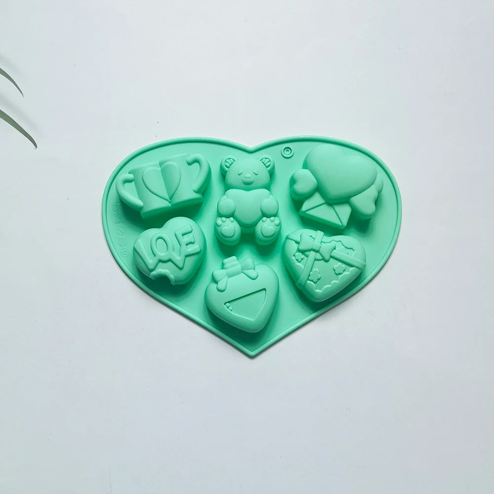 Angel Love Heart Shaped Silicone Chocolate Mold Cake Baking Tools Handmade Soap Candle Mould Valentine's Day Decorative Gift
