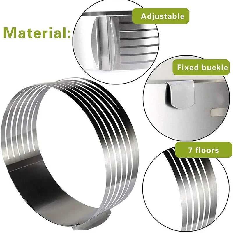 6-12inch Adjustable Stainless Steel Cake Slicer Mold Bakeware Cutter Cake Ring Baking Cake Tools Bread Slicer Layered BakingTool