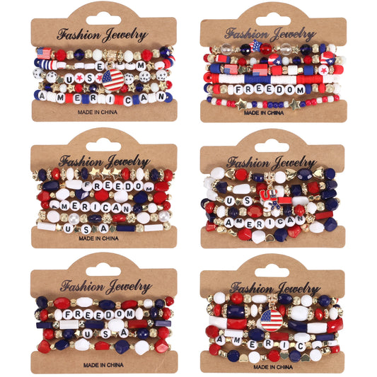 4th of July Independence Day St.Patrick’s Day Bracelets for Women Girls Charm Bracelet Beaded Stretch Bracelet