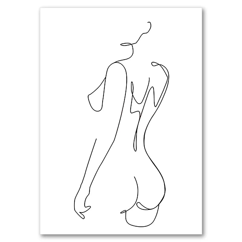 Sexy Female Body Art Print Naked Nude Canvas Poster Line Drawing Prints Abstract Woman Wall Art Painting Pictures Bedroom Decor