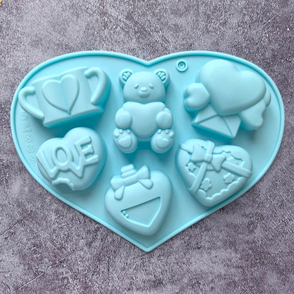 1pc Valentine's Day Theme Chocolate Silicone DIY Soft Candy Mold Bear Shape Baking Resin Soap Wax Melting Ice Jelly Mold