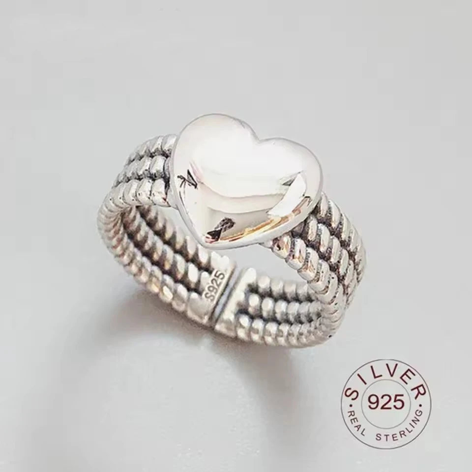 925 Sterling Silver Rings For Women Men Fine Jewelry Finger Adjustable Open Vintage Chain Ring