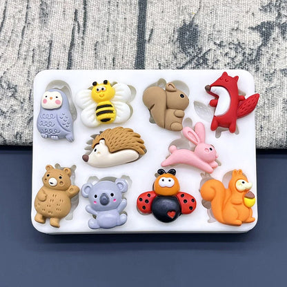 koala Bear Bee Bunny Fox Hedgehog Squirrel Owl Silicone Sugarcraft Mold Chocolate Cupcake Baking Fondant Cake Decorating Tools