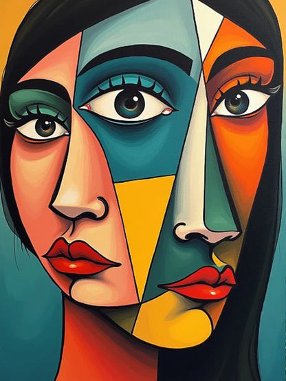 Abstract Couple Portrait 5D Diamond Painting – DIY Rhinestone Diamond Embroidery Art for Home Décor & Gifting