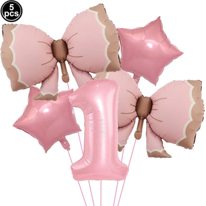 Pink Bow Birthday Theme Party Set Disposable
