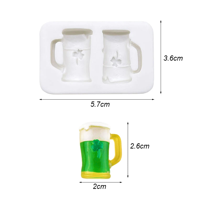 Beer Clover St. Patrick’s Day Silicone Sugarcraft Mold Resin Tools Cupcake Chocolate Fondant Cake Decorating Tools