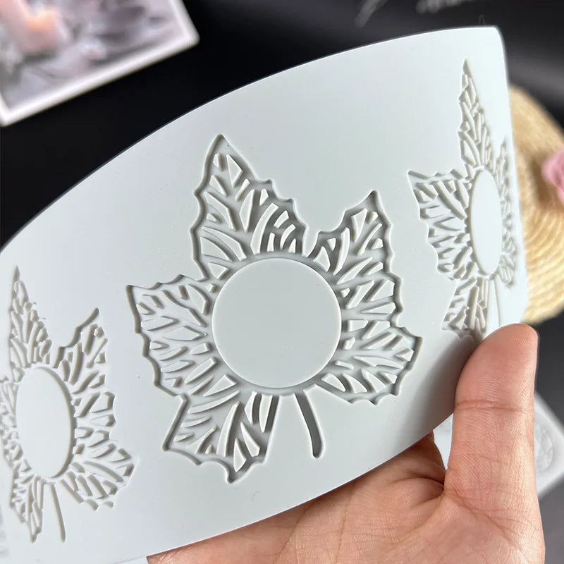 Multi leaf geometric flower silicone cake lace mold Cake decoration tools DIY Leaf Baking Decoration Border decoration lace mold