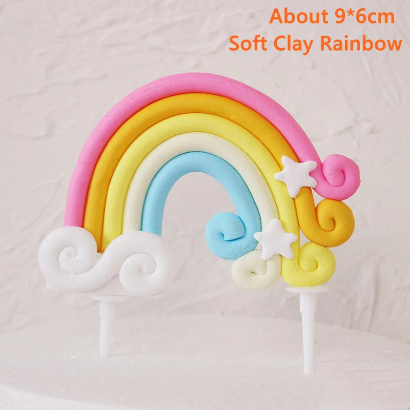 Smiling Face Cloud Rainbow Cake Topper Birthday Cake Baby Shower Kids Christening Birthday Party Wedding Cake Topper Decoratings