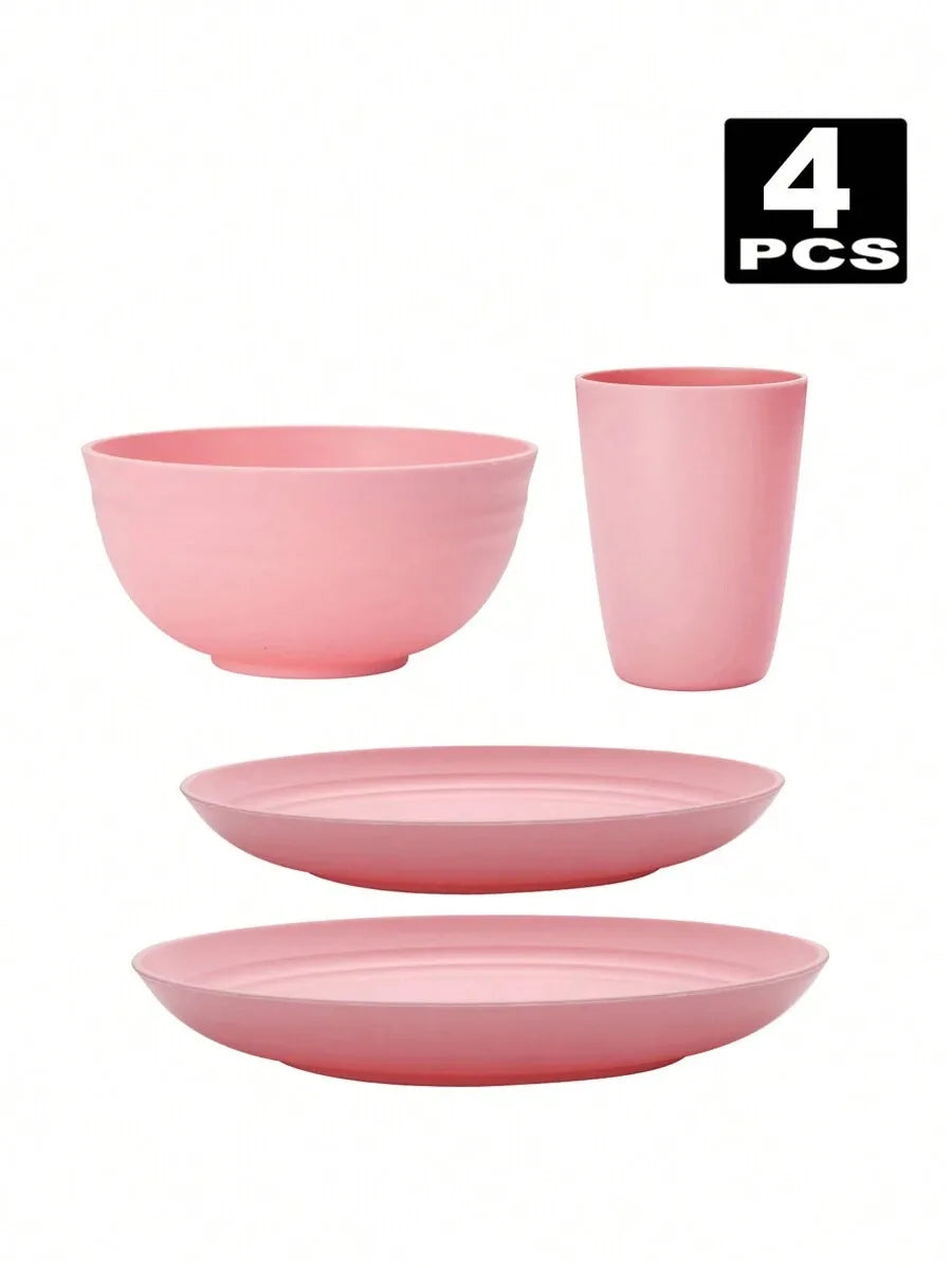 4/16/32pcs Plastic reusable tableware set,