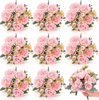 4-20 Bundles Artificial Peonies Flower Boho Faux Flower Artificial Centerpiece Spring Bouquet Floral Wedding Decoration for Vase