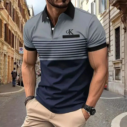 Men's Color Block Short Sleeve Shirt with Chest Pocket - Perfect for Summer Casual Wear