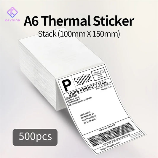 4"x6" Thermal Label Paper 100x150mm 500 Sheets / Stack Adhesive Stickers For Thermal Shipping Labels DHL UPS Express Barcode
