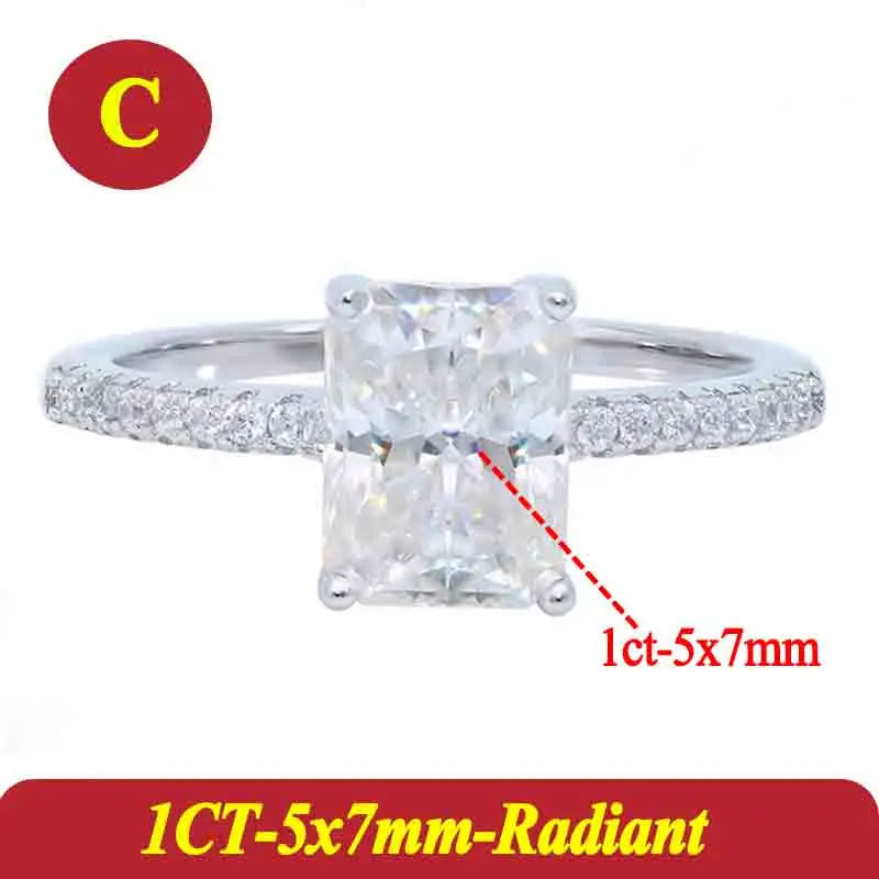 1-3 Carats Oval Radiant Moissanite Rings for Woman 925 Sterling Silver Jewelry Gift Woman's Wedding Moissanite Diamond Ring
