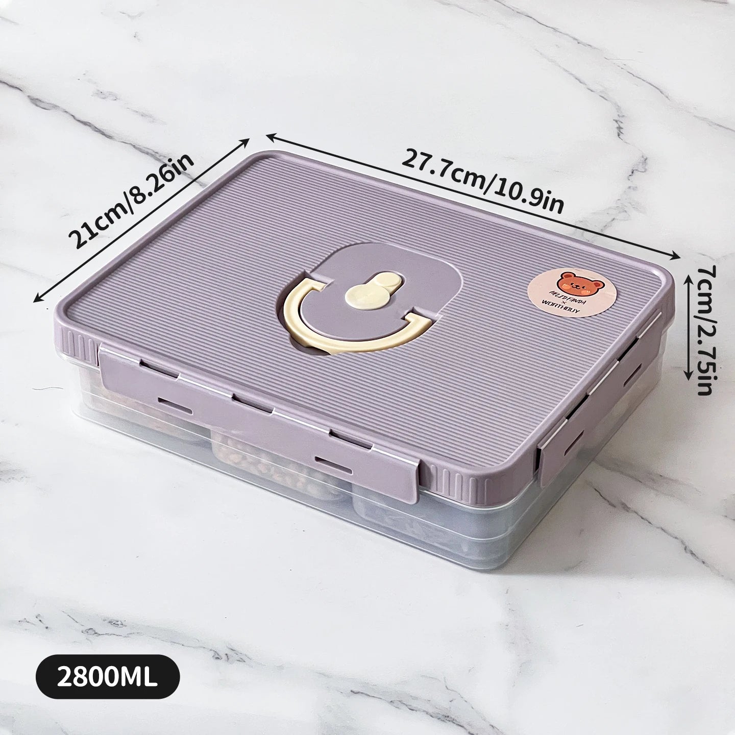 Plastic Divided Meat Food Storage Box Large Capacity Refrigerator Frozen Fresh-keeping Box Kitchen Sealed Storage Container