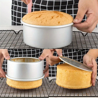 “1pc Layered Circular Cake Mold Set – 4/6/8in Non‑Stick Baking Pans with Detachable Bottom