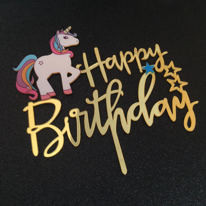 9‑Piece Unicorn Rainbow Cake Topper Set – Unicorn, Clouds, Stars & Happy Birthday Decorations for Girls’ First Birthday Party