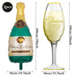 Champagne Bottle and Goblet Wine Glass Large Mylar Balloons Valentines Engagement Wedding Birthday Anniversary Party Decorations