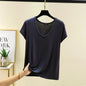 Women’s Plus Size U‑Neck Modal T‑Shirt (L–6XL) – Short Sleeve Solid Color Loose Tee