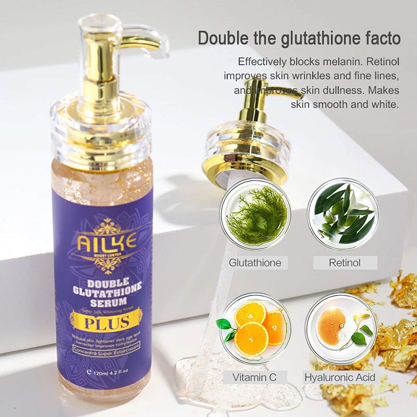AILKE Glutathione PLUS Whitening Skin Care Set, Advanced Lightening Lotion, Moisturizes, Softens, Bleaching Kit for Men, Women