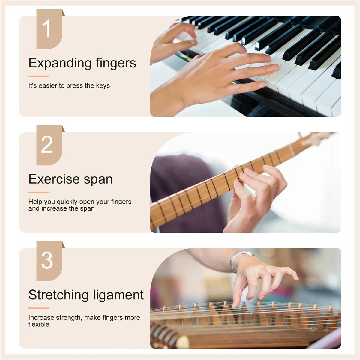 Musical Instrument Finger Expander Guitar Training Span Trainer Expansion Trainers Tool Beginner Accessories Hand Exerciser