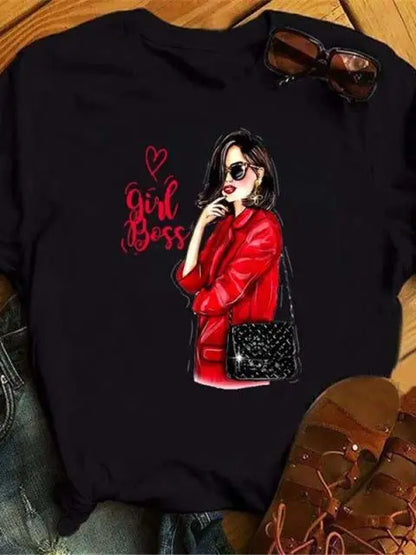 Maycaur Hot Sales Printed Female Tshirt Women Fashion Graphic Printed T-Shirt Harajuku Korean Style Short Sleeves Clothes Female