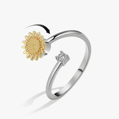 Fidget Spinner Ring Anxiety for Women Multiple Crystal Flower Eye Butterfly Animal Ring Rotate Anti Stress Wedding Jewerly