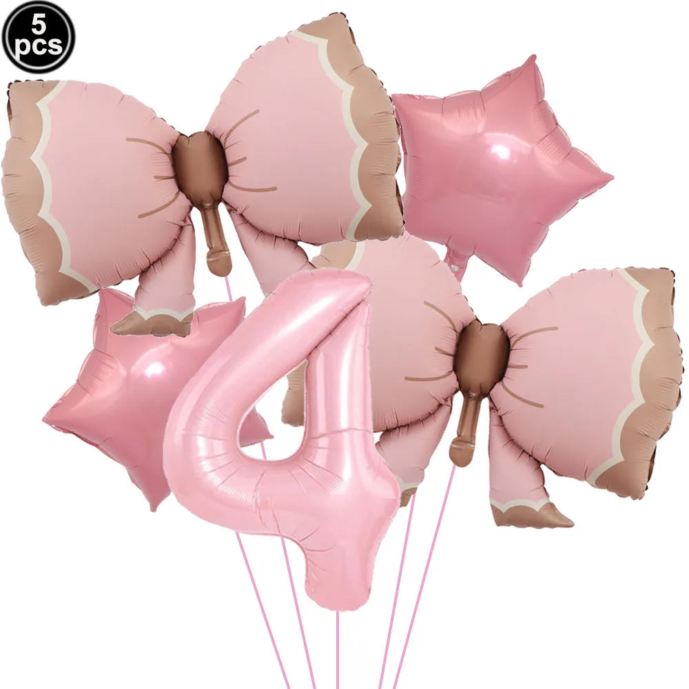 Pink Bow Birthday Theme Party Set Disposable
