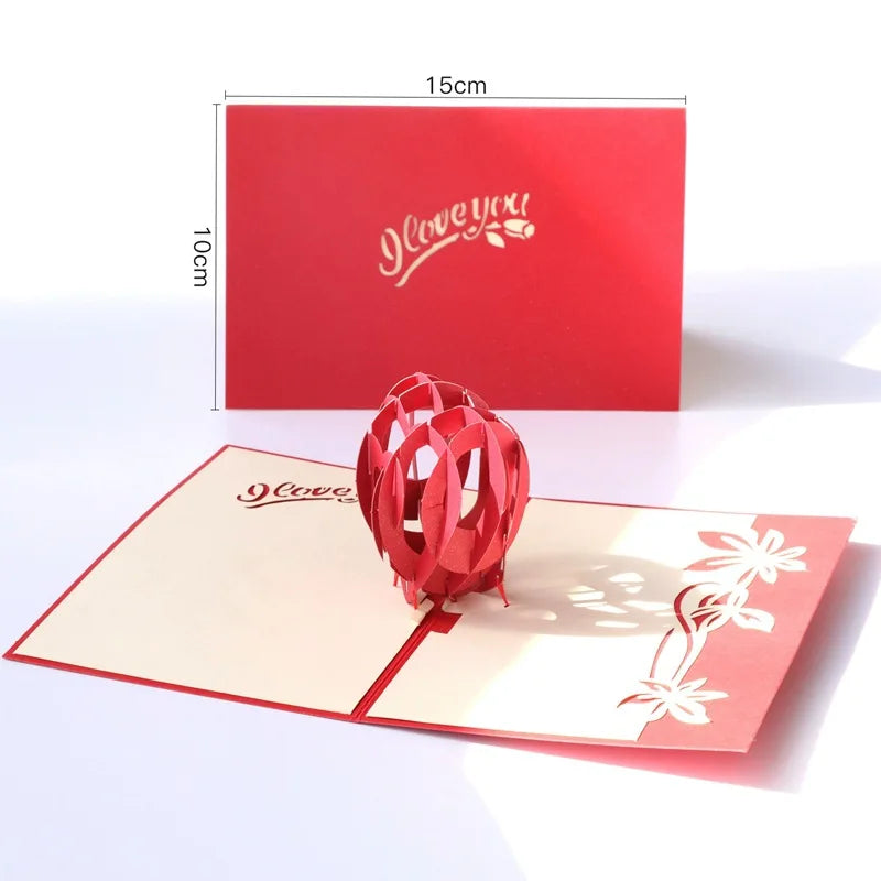 3D Pop Up Flower Greeting Cards Wedding Card Anniversary Thanksgiving Valentines Day Birthday Gift Thank You Card Handmade Cards