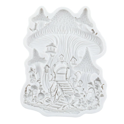 Mushroom Castle Silicone Molds Mushroom Fondant Cake Decorating Tools Cupcake Topper Chocolate Candy Resin Mold